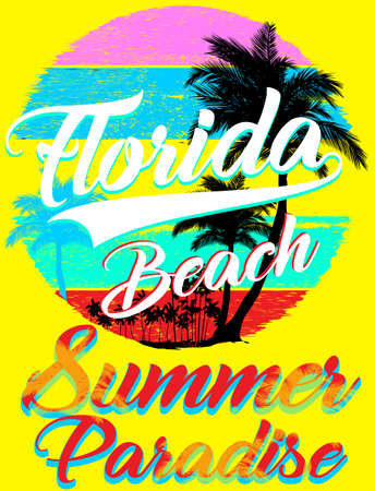 Summer beach vector background in retro styleのイラスト素材