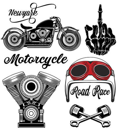 Motorcycle typography set, t-shirt graphics, vectors.のイラスト素材