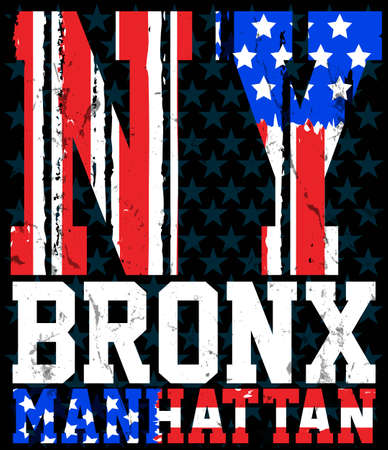 New York City america flag vector print and varsity. For t-shirt or other uses in vector.T shirt graphicのイラスト素材