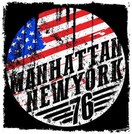 New York City america flag vector print and varsity. For t-shirt or other uses in vector.T shirt graphicのイラスト素材