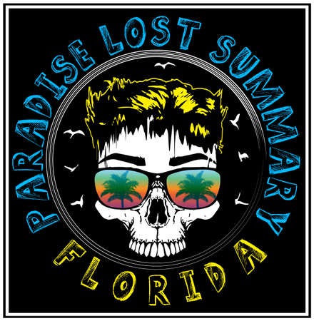 Skull Summer Fashion T shirt Graphic Designのイラスト素材