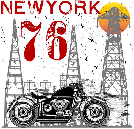 Vintage motorcycle t-shirt graphicのイラスト素材