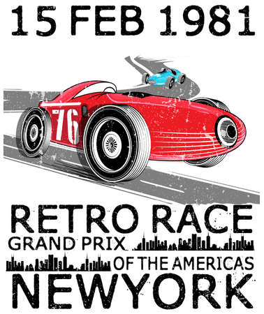 A vintage race car for printing.vector old school race poster.retro race car set.のイラスト素材