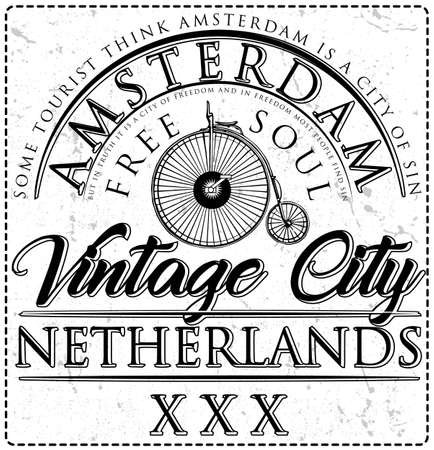 Typographic Amsterdam City Poster Design.のイラスト素材