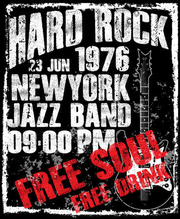 Cool grunge hand drawn electric guitar with distorted text in it. Rock Starのイラスト素材