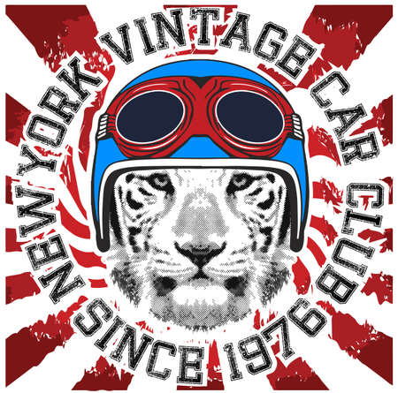 Animal tee vintage graphic design helmet motorcycle logoのイラスト素材
