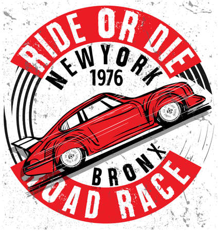 Vintage race car for printing.vector old school race poster.のイラスト素材