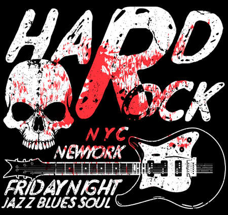 Cool grunge hand drawn electric guitar with distorted text in it. Rock Starのイラスト素材