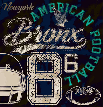 American Football Sport college training typography, t-shirt graphics, vectorsのイラスト素材