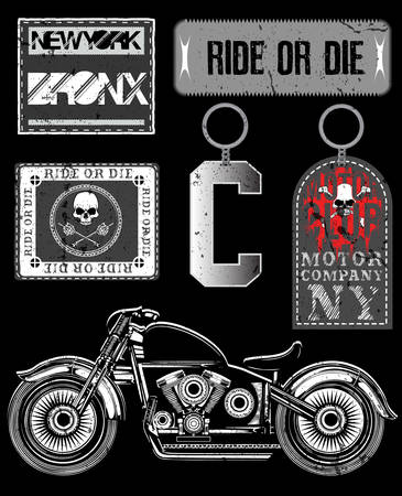 Motorcycle Vector Elements Setのイラスト素材