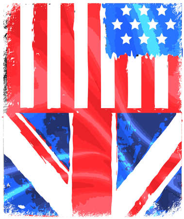 American and England grunge flagのイラスト素材