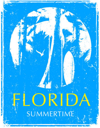 Summer beach in retro style design.のイラスト素材