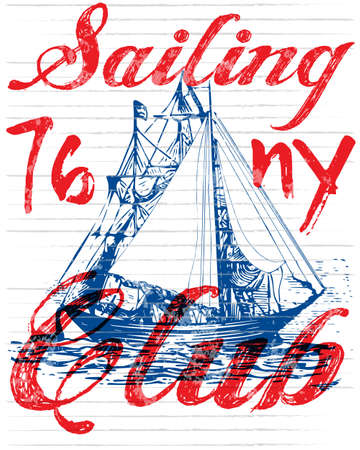 Sailing club tee poster graphic のイラスト素材