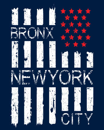 Grunge American flag with Bronx, New York City text vector illustrationのイラスト素材