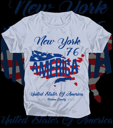 Newyork American flag tee graphic designのイラスト素材