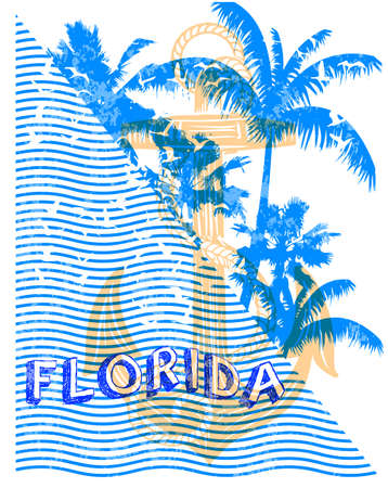 Summer beach vector background in retro styleのイラスト素材
