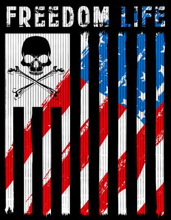 Skull poster with American flagのイラスト素材