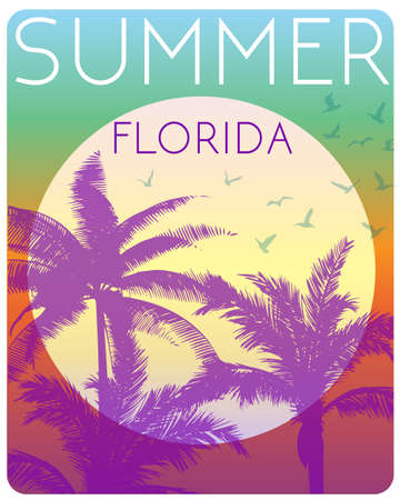 Sunset at tropical beach floridaのイラスト素材