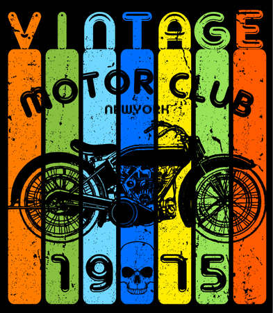 T-shirt or poster design with illustration of a motorcycle.のイラスト素材