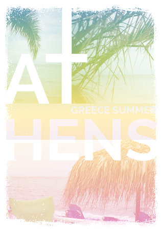 Athens Greece summer graphic poster tee designの写真素材