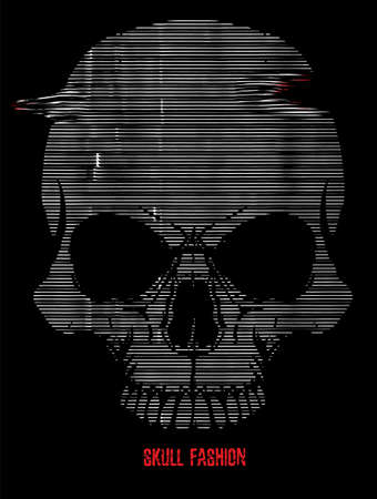 skull illustration / a mark of the danger warning / T-shirt graphics / cool skull illustrationのイラスト素材