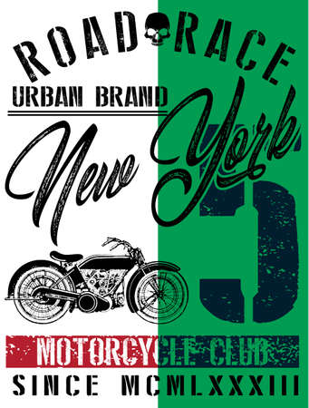 Motorcycle label t-shirt design with illustration of custom chopperのイラスト素材