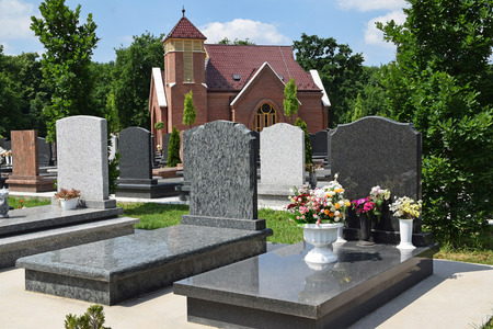 Tomb Stones in the public cemeteryの写真素材