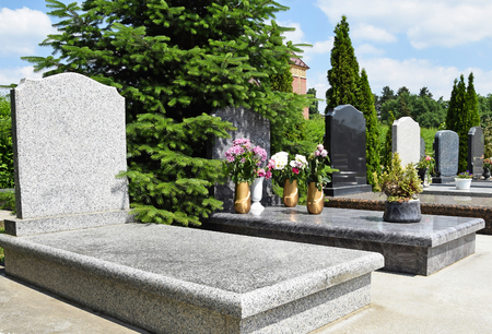 Tomb Stones in the public cemeteryの写真素材