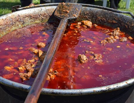 Cooking Goulash outdoorの写真素材