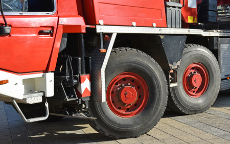Tires of a large crane vehicleの写真素材