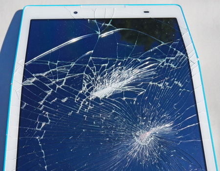 Broken display of a tablet device