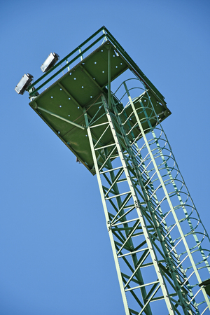 High observation tower against blue skyの写真素材
