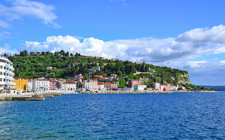 Coastline of Piran city, Sloveniaの写真素材