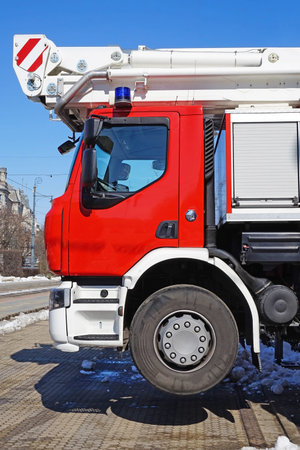 Firefighter truck on the street
