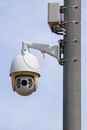 Security camera on a pole outdoor