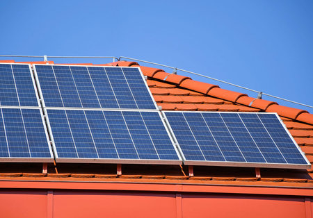 Solar panels on the roof of a building