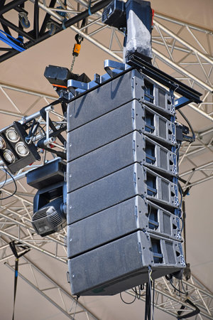 Large speakers of a concert outdoors