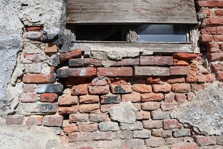 Wall of an old ruined buildingの写真素材