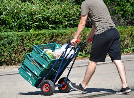Man is delivering food on the street
