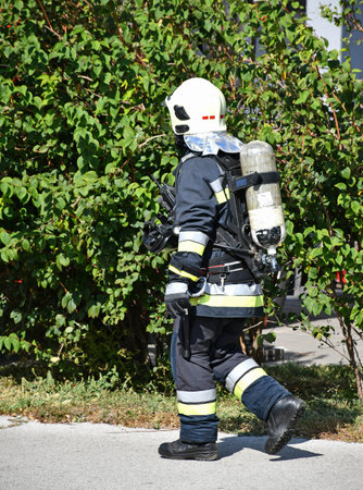 Firefighter at the scene of a fire