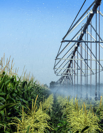 Irrigation system on the corn field