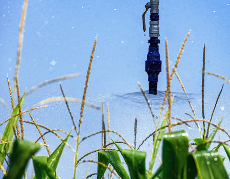Irrigation system on the corn field