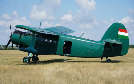 Old airplane at the airportの写真素材