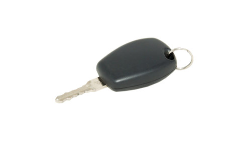 Car key with ring isolated on white backgroundの写真素材