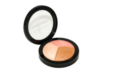 Cosmetic three-colored round blush isolated on white background.の写真素材