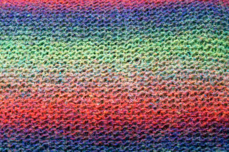 colorful stripes knitted wool background texture close-upの写真素材