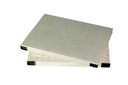 Two old grey books isolated on white backgroundの写真素材