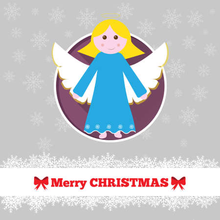 Christmas card template with angel in the circleのイラスト素材