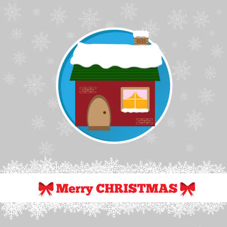 Christmas card template with house in the circleのイラスト素材