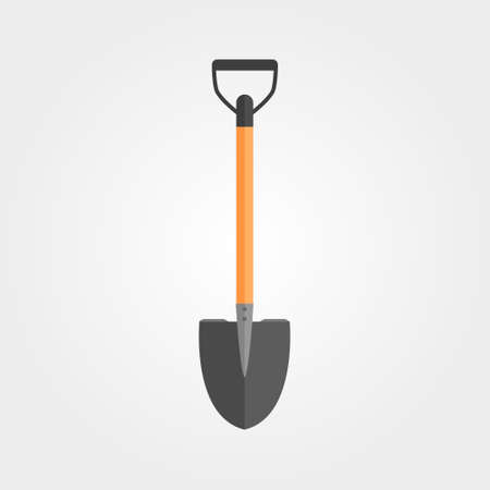 Shovel isolated on grey background. Flat designのイラスト素材